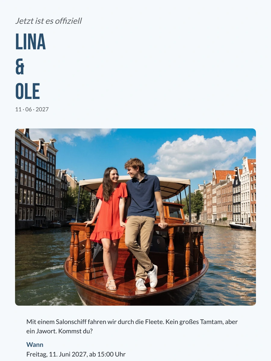 Hochzeitseinladung f&uuml;r eine Schiffshochzeit erstellen