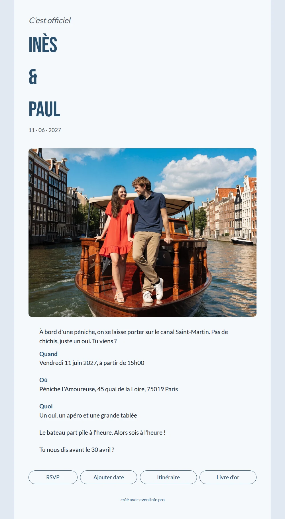 Envoyez un faire-part de mariage sans chichis &ndash; example 1