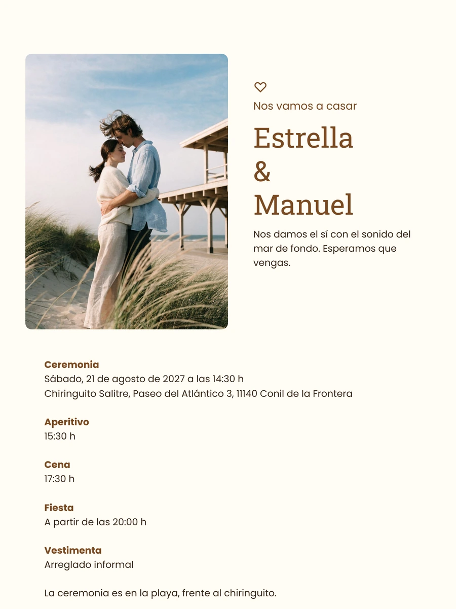 Crea una invitación de boda con dunas