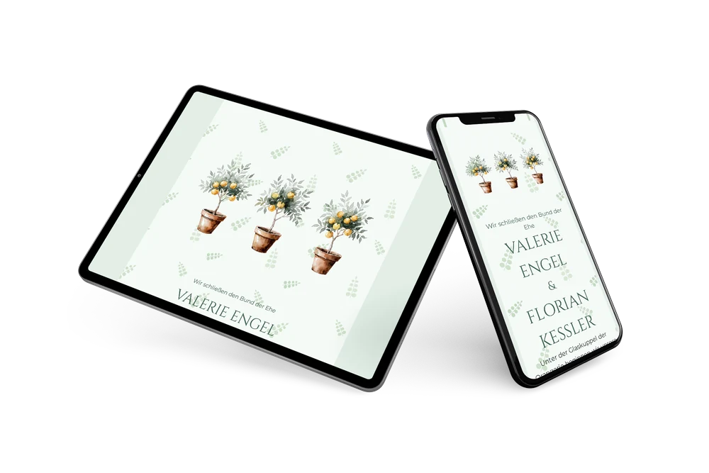 Hochzeitseinladung mit Zitronenb&auml;umchen online erstellen &ndash; example 2