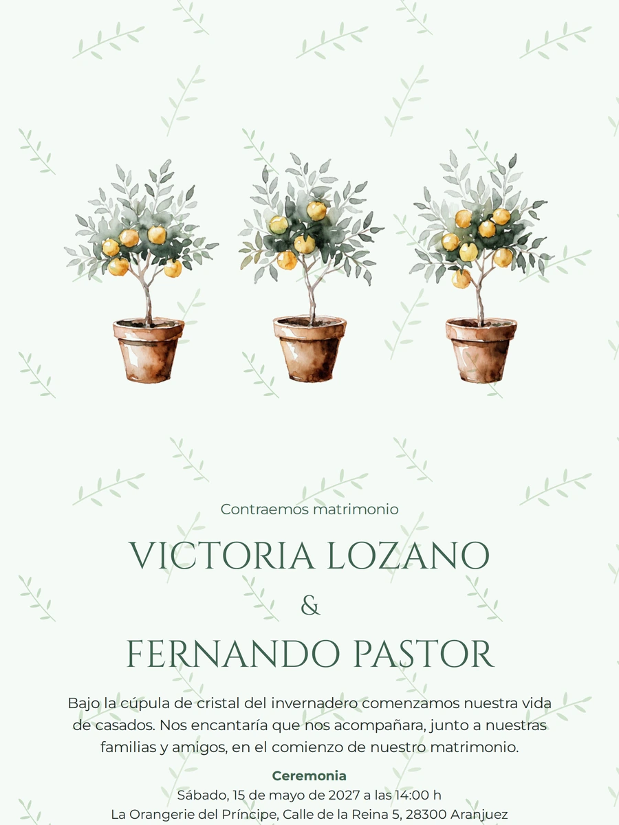 Crea tu invitación de boda con cítricos