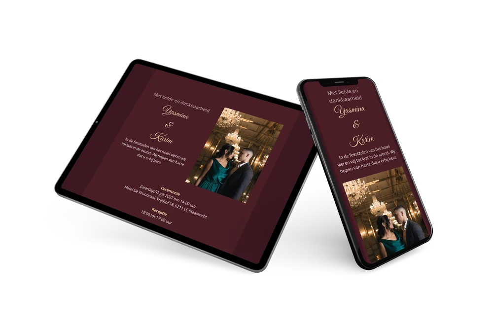 Trouwkaart voor een hotelbruiloft versturen &ndash; example 2