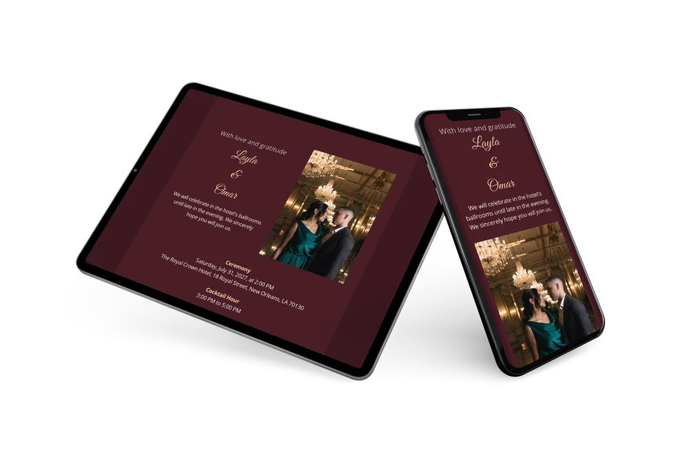Send an Elegant Hotel Ballroom Wedding Invitation &ndash; example 2