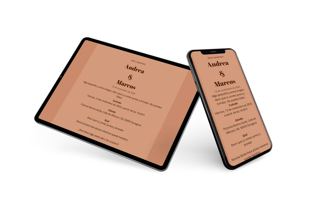 Invitaci&oacute;n de boda con nombres en chocolate &ndash; example 2