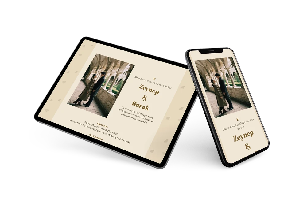 Faire-part de mariage chic aux tons sable &ndash; example 2