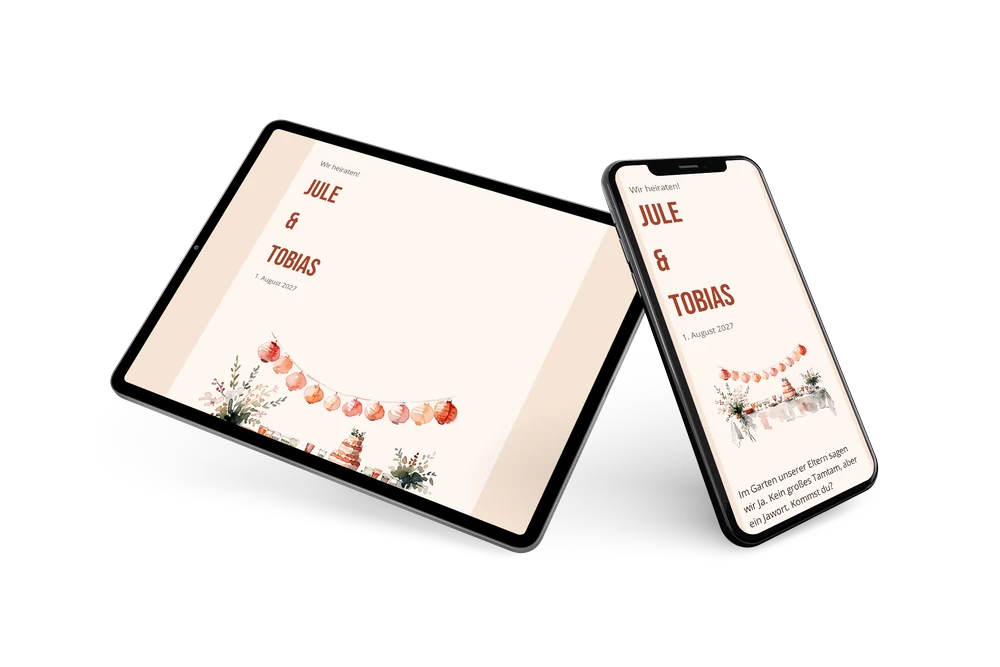 Sommerliche Hochzeitseinladung f&uuml;r die Gartenhochzeit versenden &ndash; example 2
