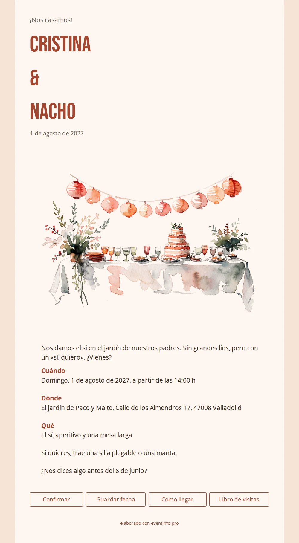 Env&iacute;a tu invitaci&oacute;n de boda veraniega &ndash; example 1