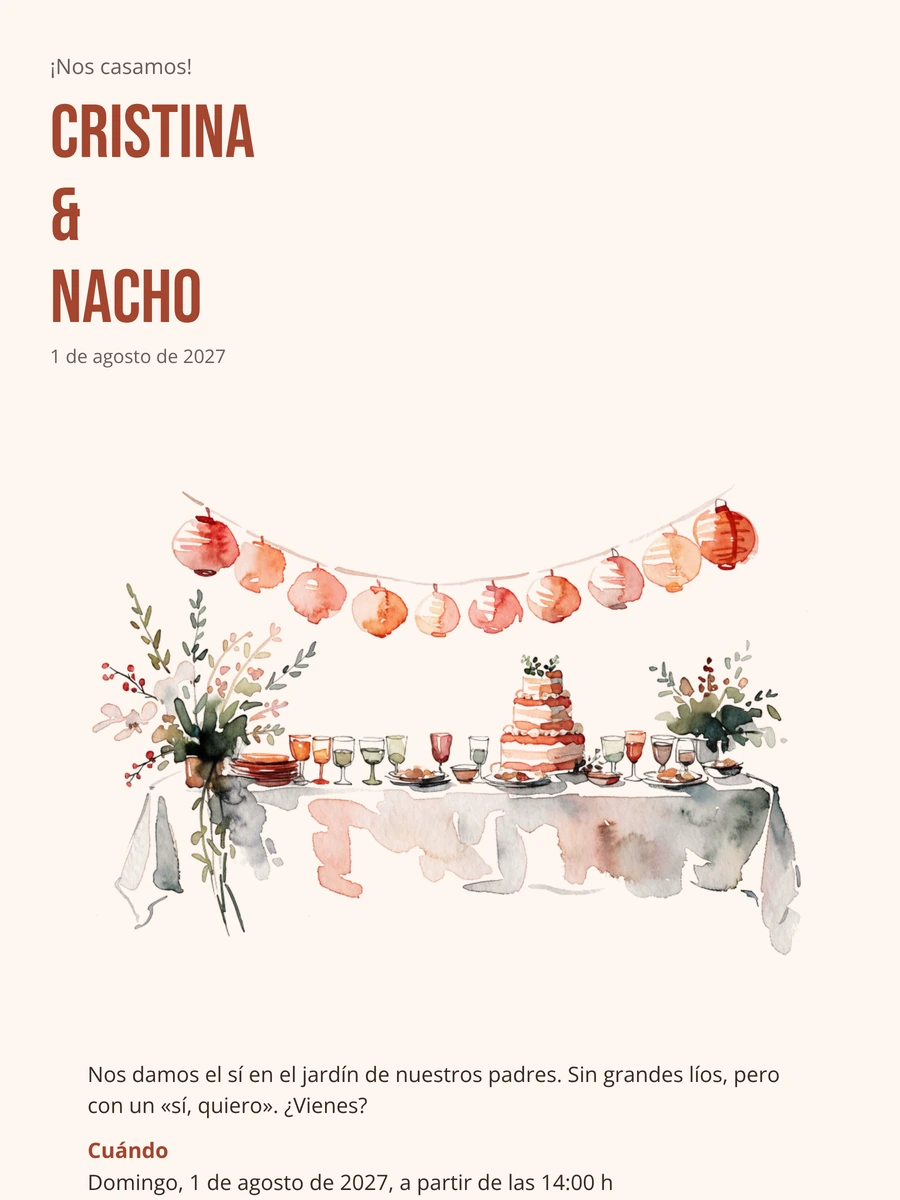 Envía tu invitación de boda veraniega