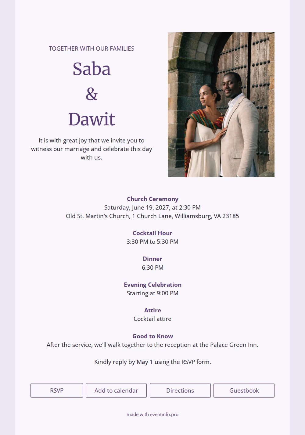 Create a formal church wedding invitation &ndash; example 1