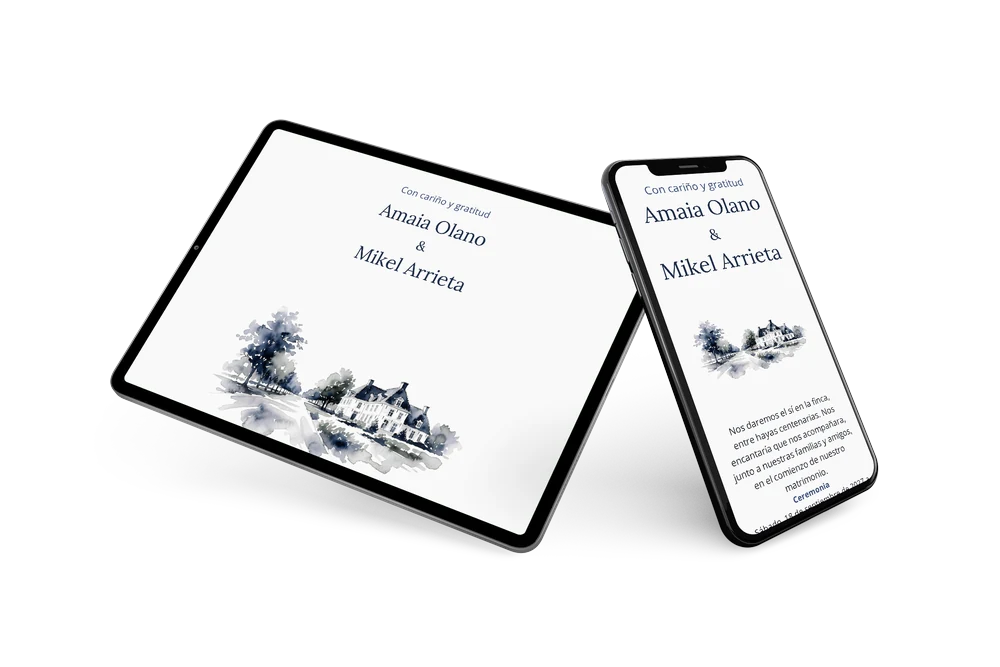 Invitaci&oacute;n de boda formal con casa se&ntilde;orial &ndash; example 2