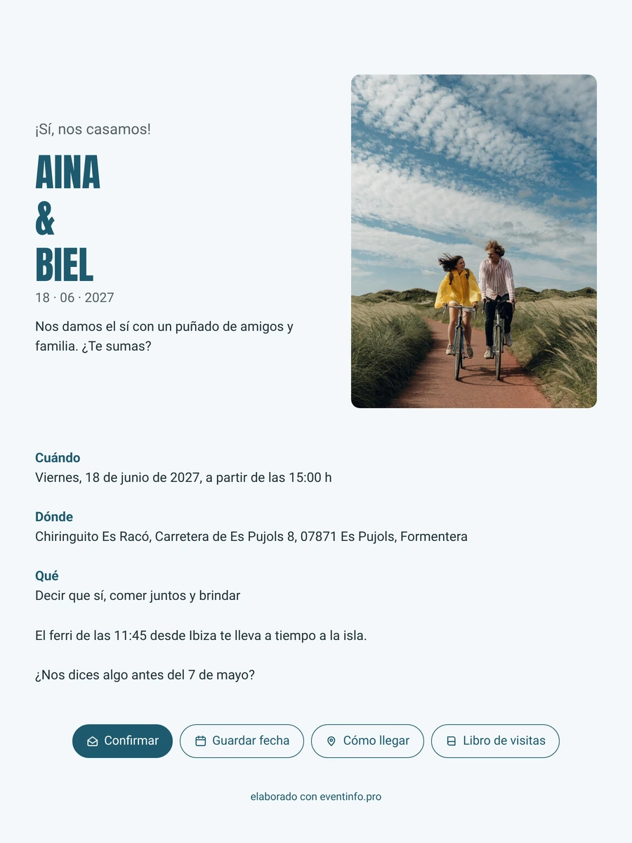 Enviar invitación de boda con mayúsculas grandes