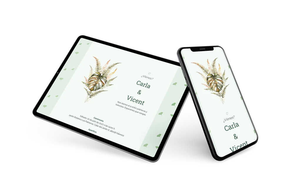 Enviar una invitación con helechos en acuarela &ndash; example 2