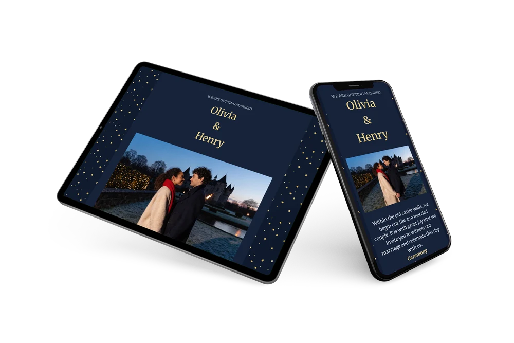 Send a starry winter wedding invitation &ndash; example 2