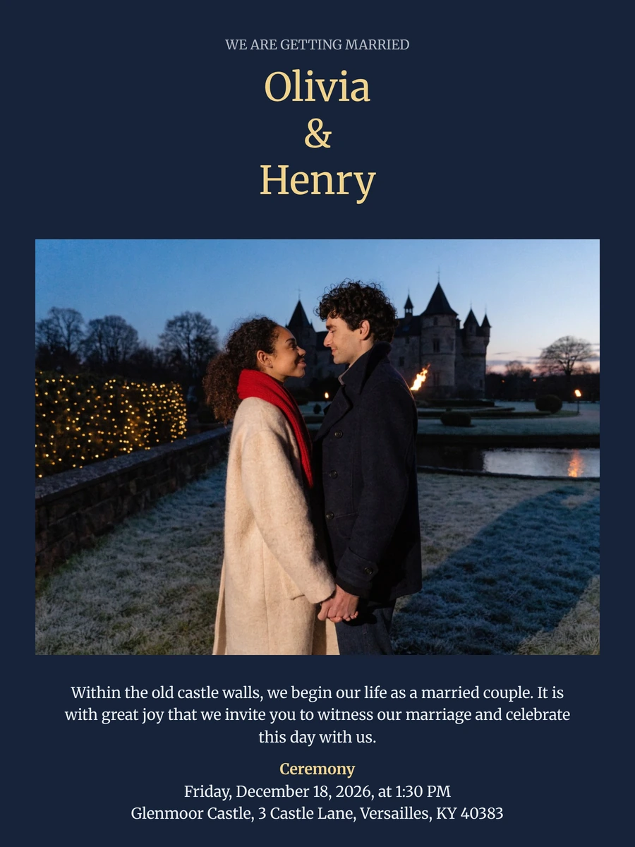 Send a starry winter wedding invitation