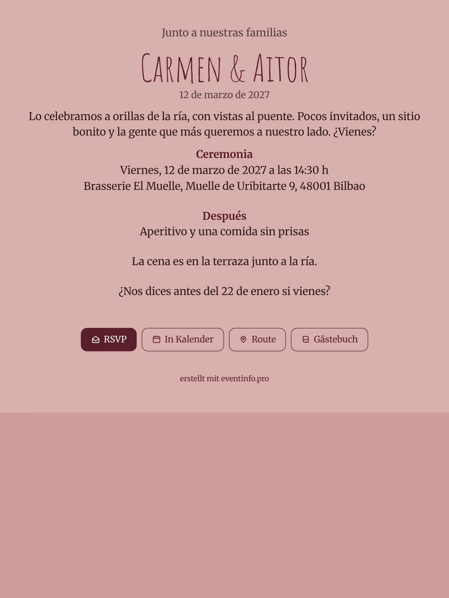 Enviar invitación de boda rosa empolvado