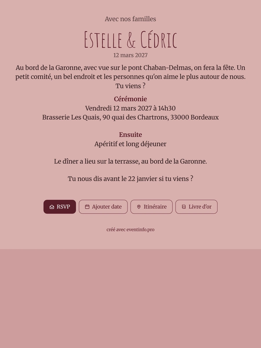 Envoyer un faire-part rose en petit comité