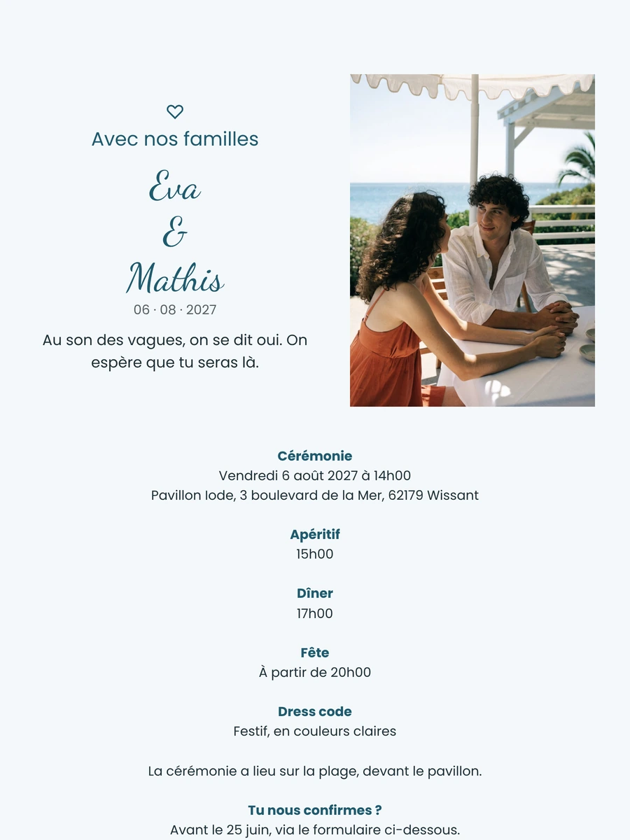 Envoyer un faire-part avec vue sur mer