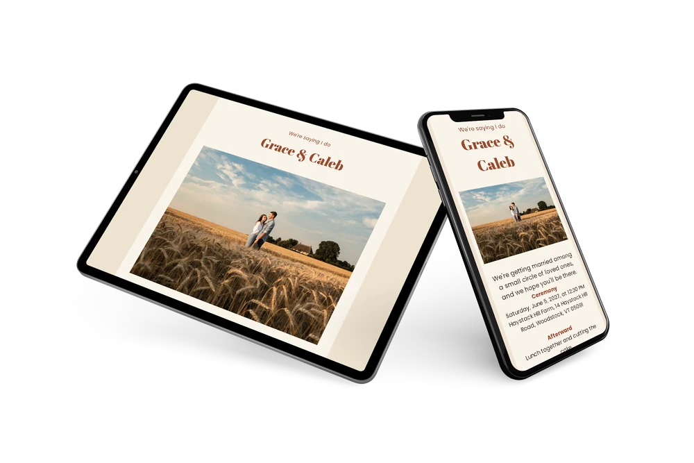 Send a rust-red barn wedding invitation &ndash; example 2