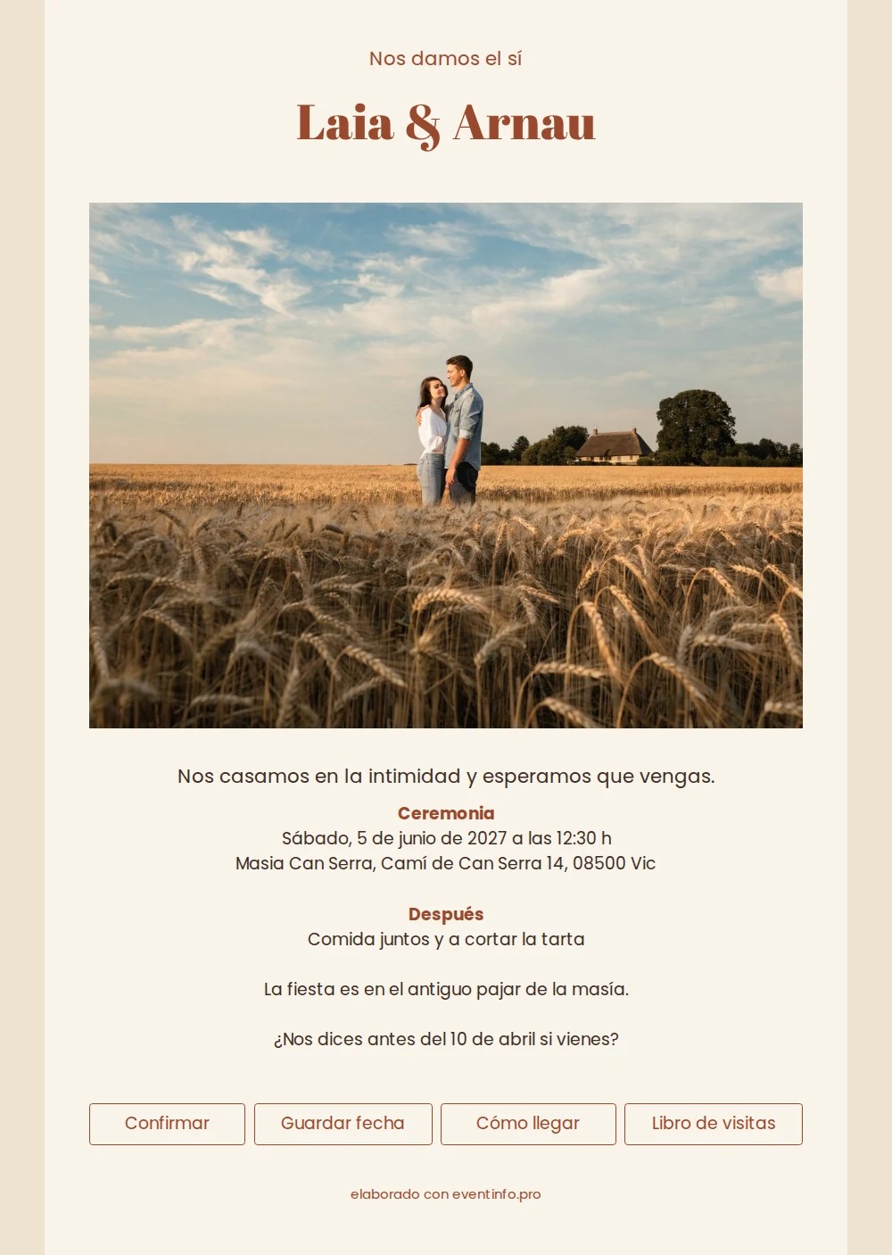 Enviar invitación de boda color teja &ndash; example 1