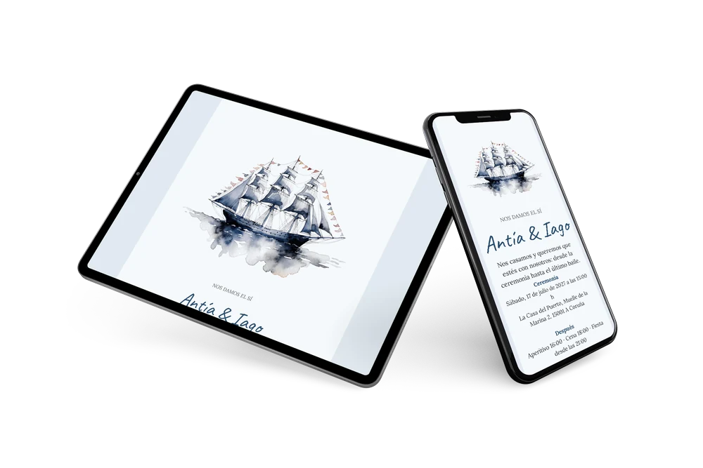 Enviar invitación de boda con barco pintado &ndash; example 2