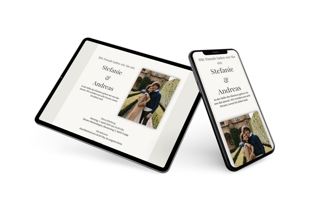 Förmliche Hochzeitseinladung auf Büttenpapier versenden &ndash; example 2