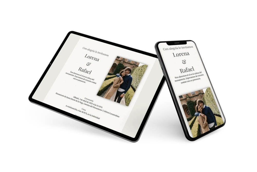 Enviar invitación de boda blanca de estilo monástico &ndash; example 2