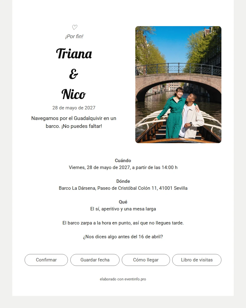 Enviar invitación de boda blanca con corazón &ndash; example 1