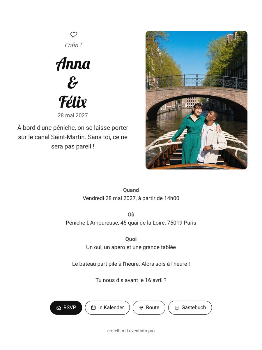 Envoyer un faire-part blanc avec petit cœur