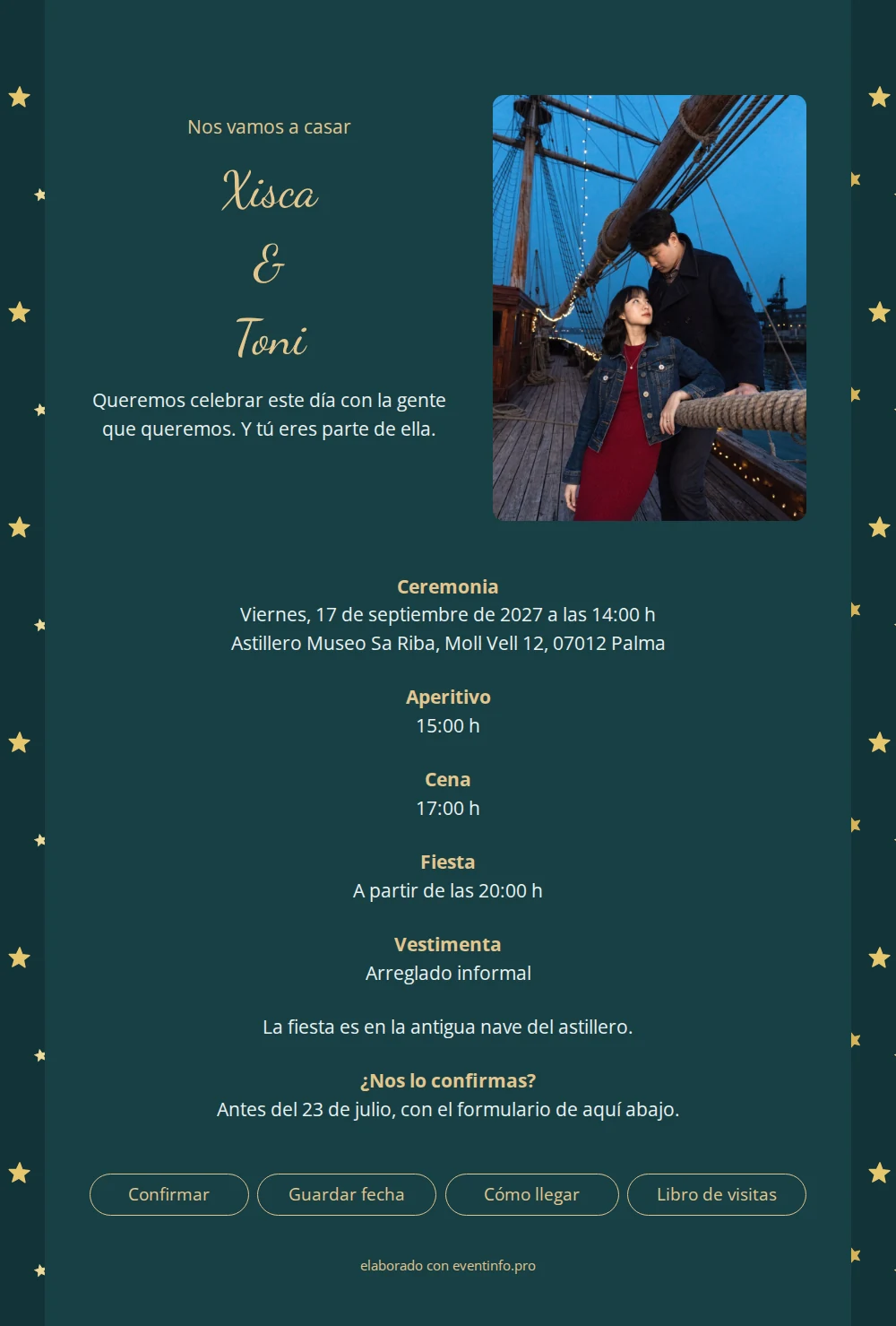 Enviar invitación de boda con foto portuaria &ndash; example 1