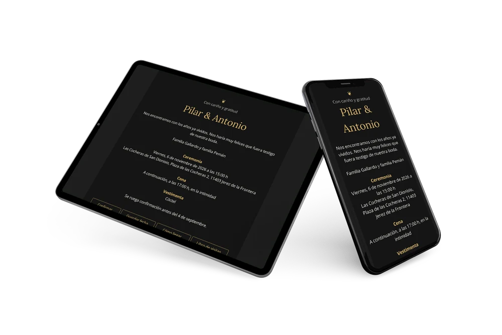 Enviar invitación de boda con ornamento dorado &ndash; example 2