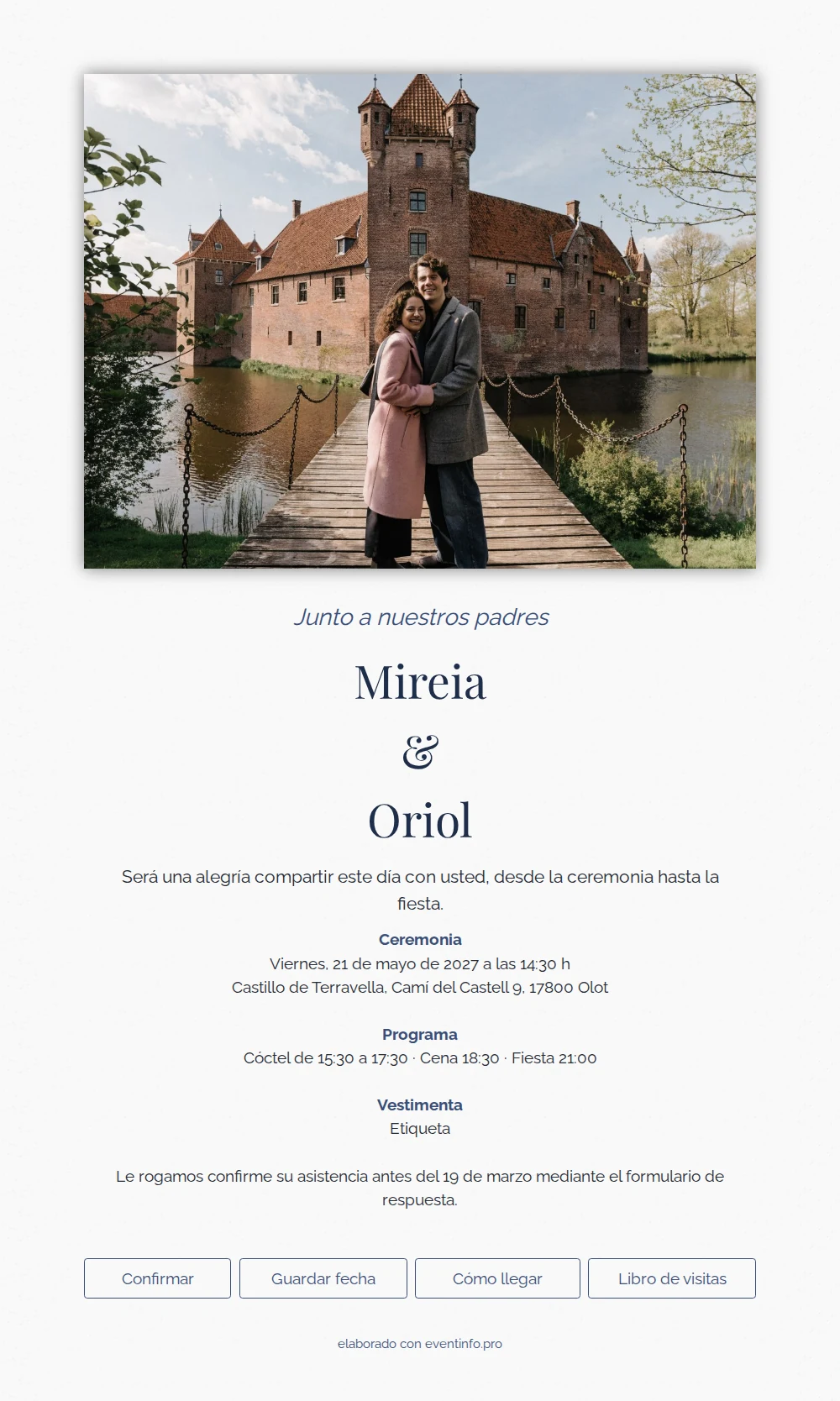 Enviar invitación de boda azul noche elegante &ndash; example 1