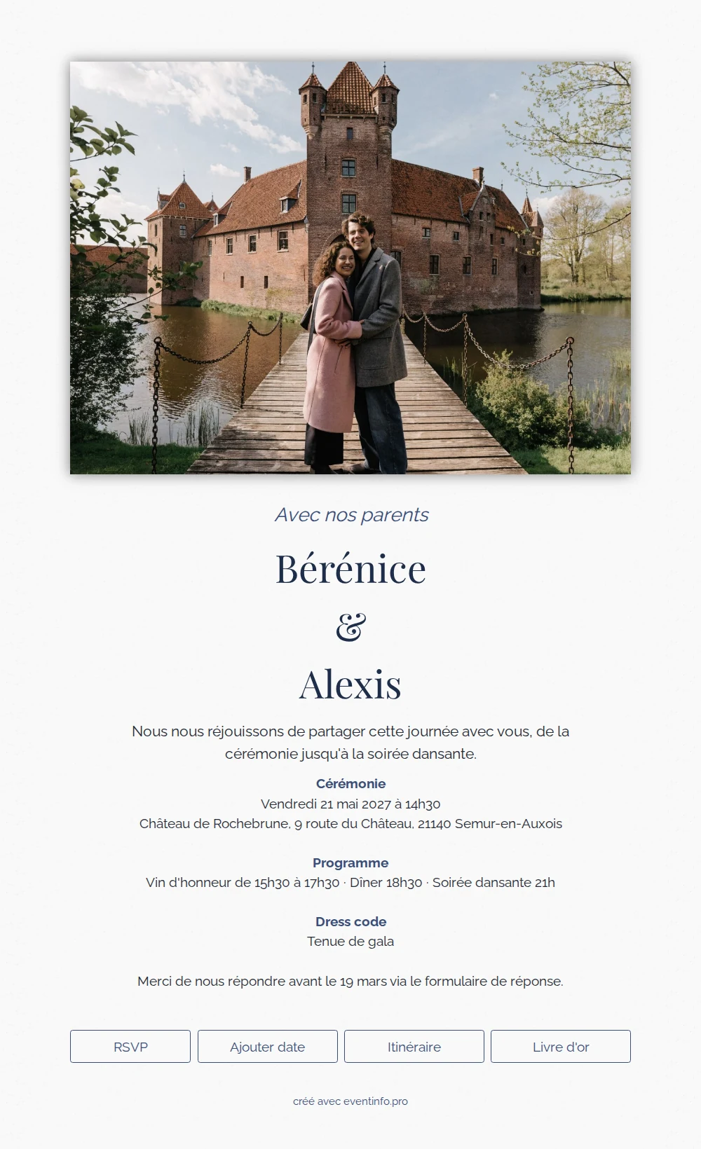 Envoyer un faire-part bleu nuit et blanc &ndash; example 1