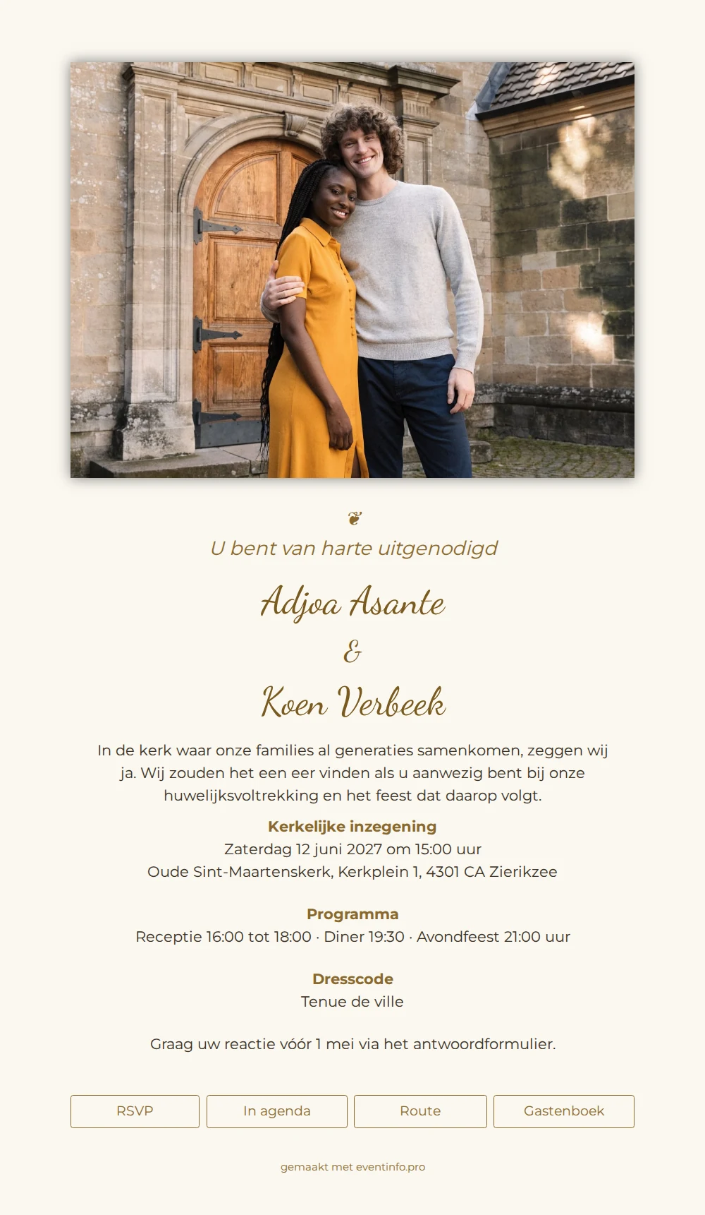 Trouwkaart met sierlijke letters versturen &ndash; example 1