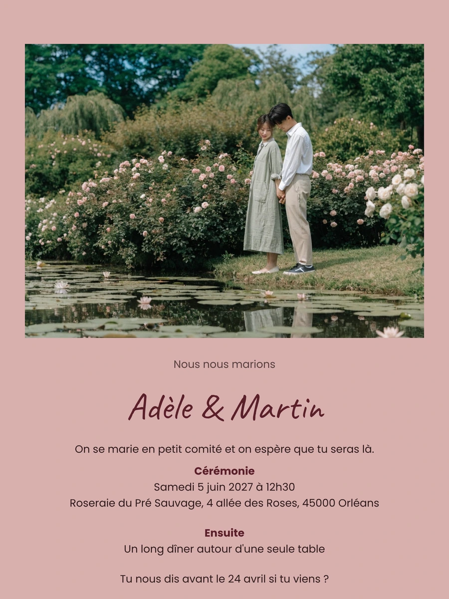 Envoyer un faire-part photo en vieux rose