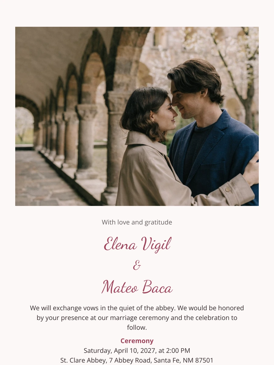 Make a wedding invitation with cloister arches