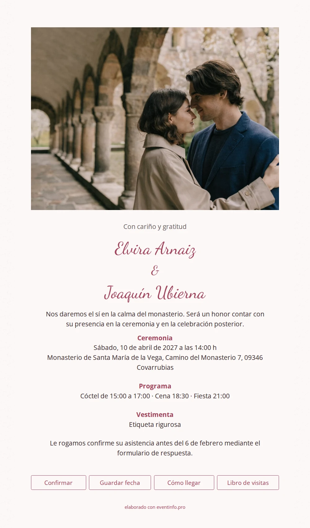 Enviar invitación de boda con foto monástica &ndash; example 1
