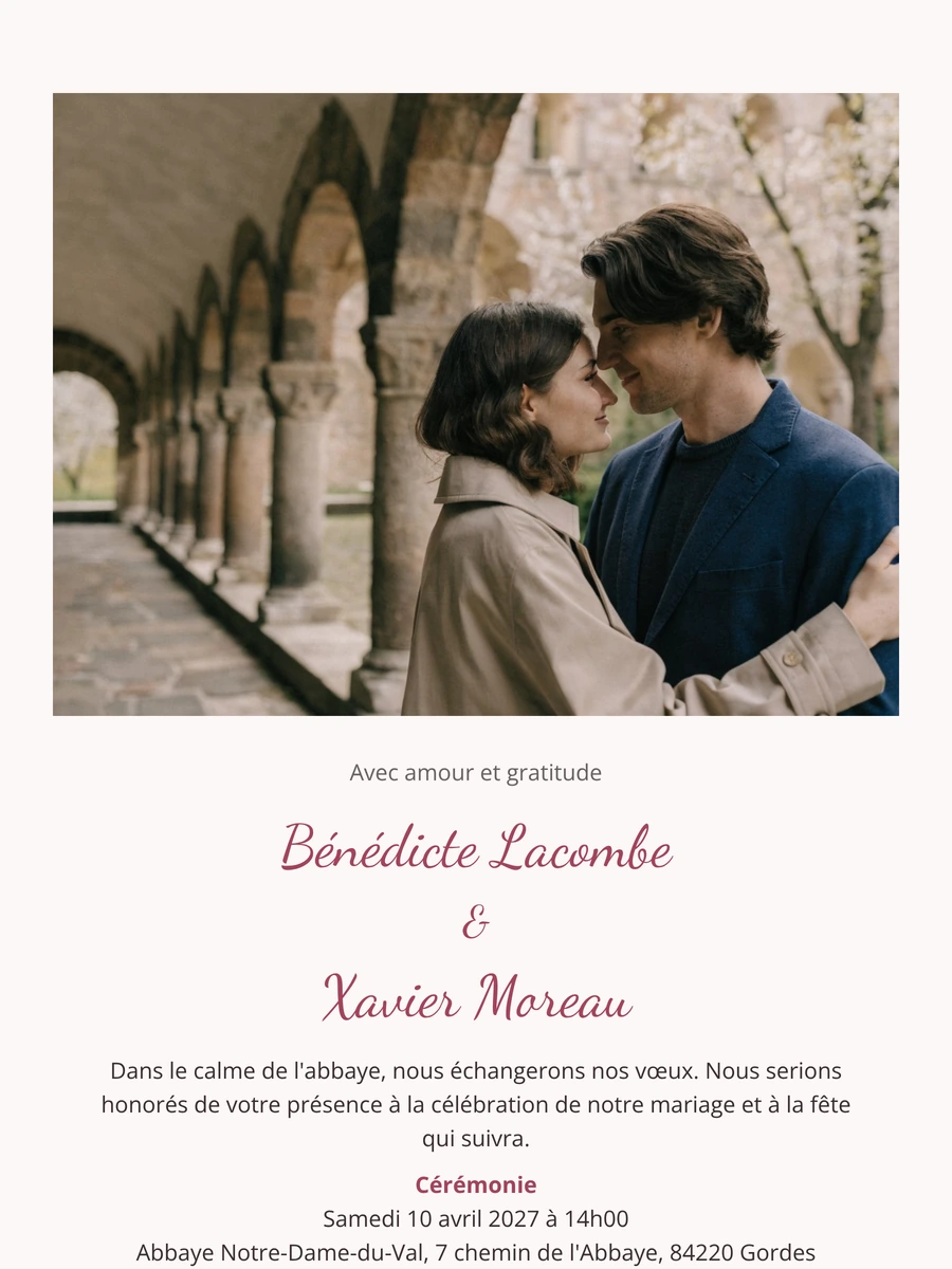 Envoyer un faire-part avec photo d’abbaye