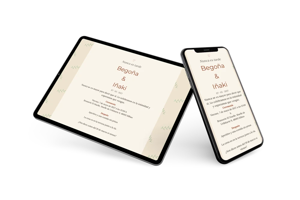 Invitación con olivos para una boda íntima &ndash; example 2