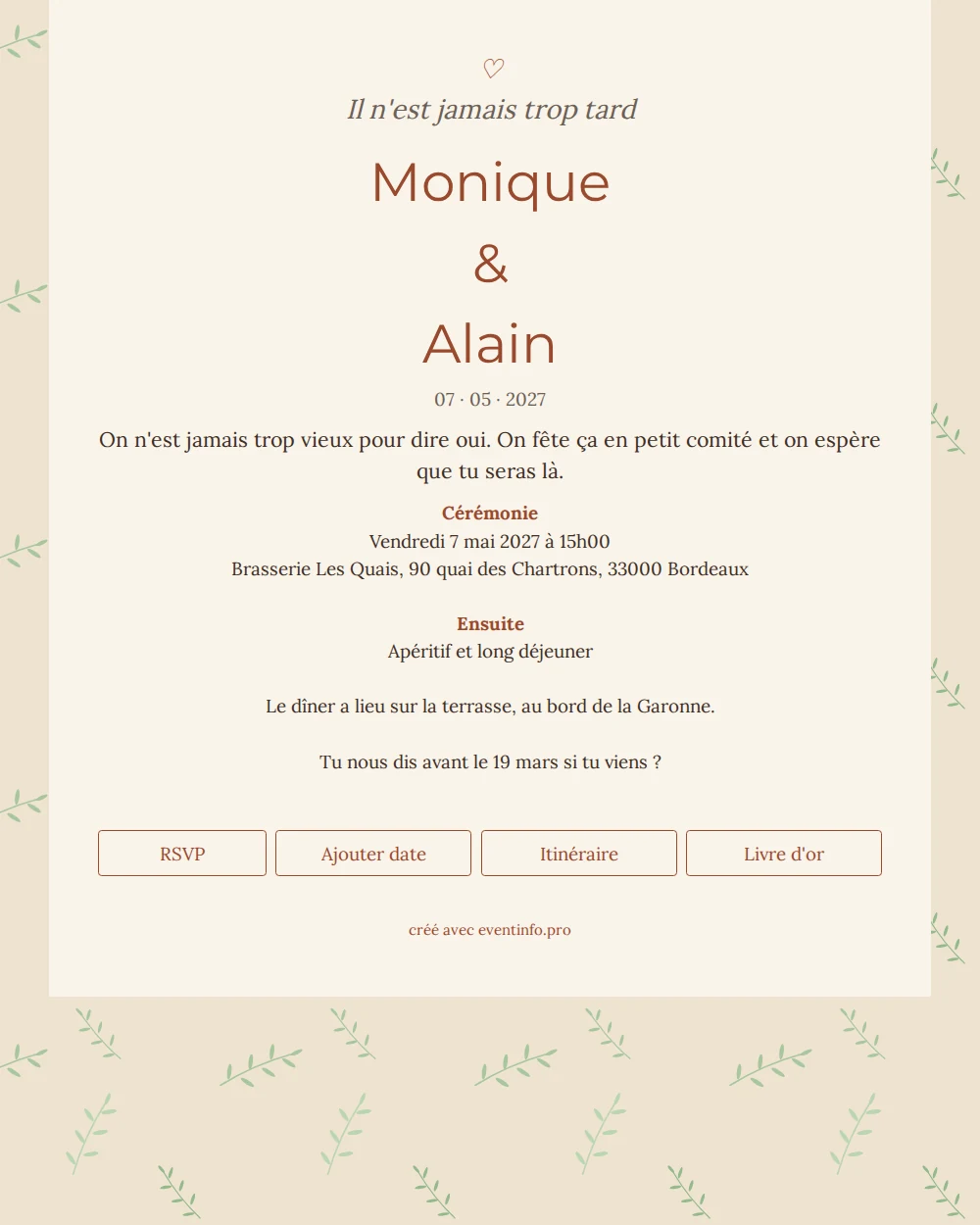 Rameaux d’olivier et terracotta pour votre mariage &ndash; example 1
