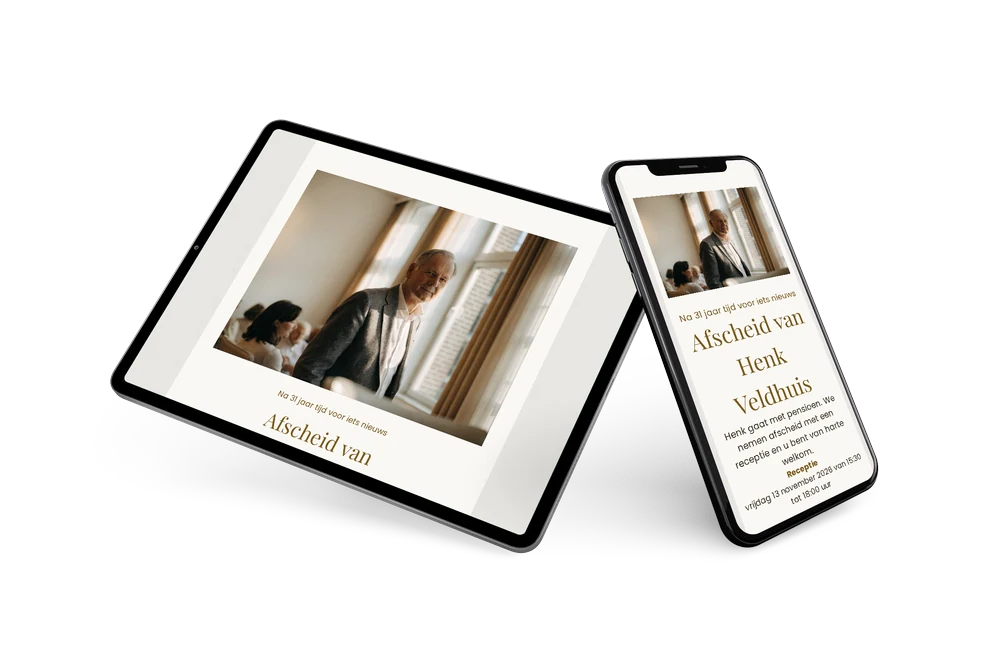 Uitnodiging voor een receptie na 31 dienstjaren &ndash; example 2