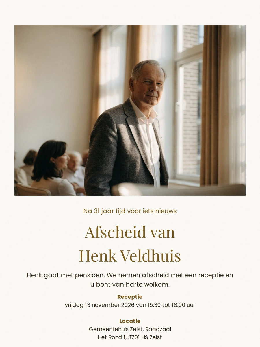 Zachte afscheidsuitnodiging op geschept papier maken