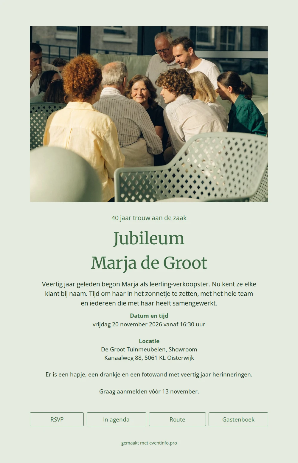 Uitnodiging voor een jubileum met het hele team &ndash; example 1