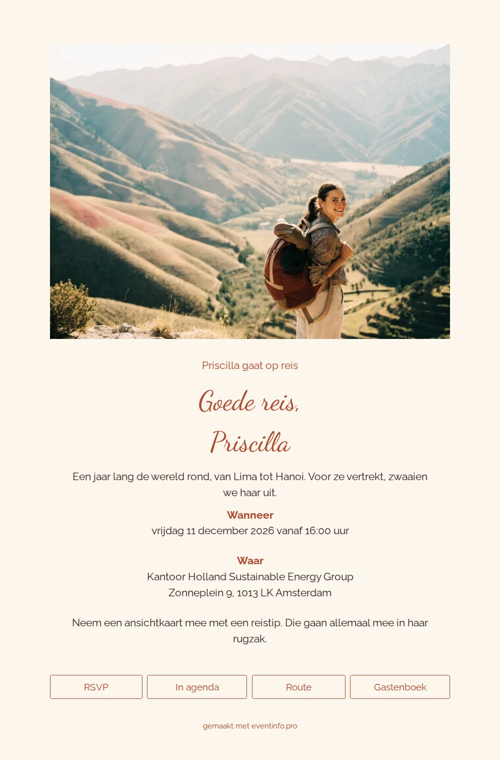 Uitnodiging om Priscilla uit te zwaaien &ndash; example 1