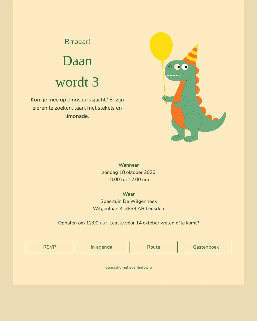 Uitnodiging voor een dinosaurusjacht versturen &ndash; example 1