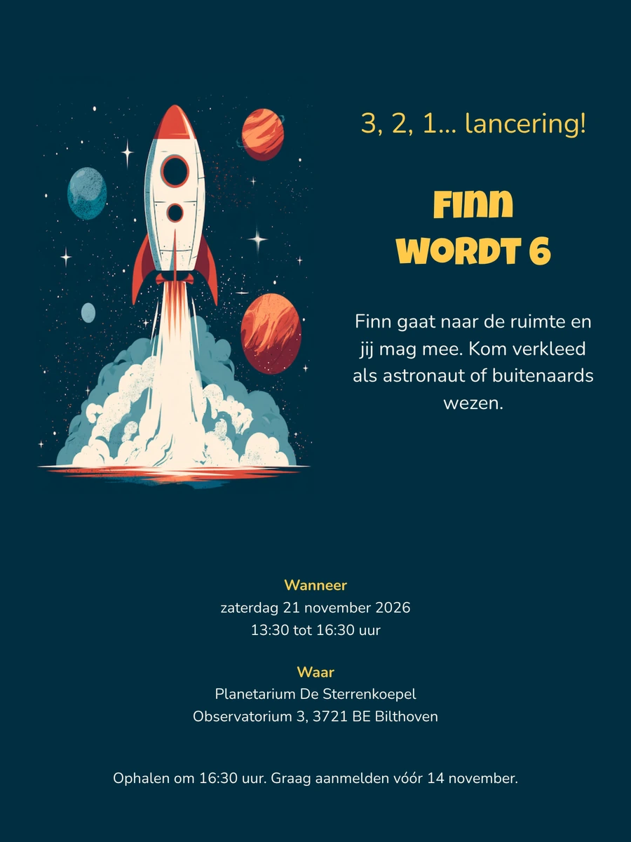 Uitnodiging voor een ruimtefeestje met sterren versturen