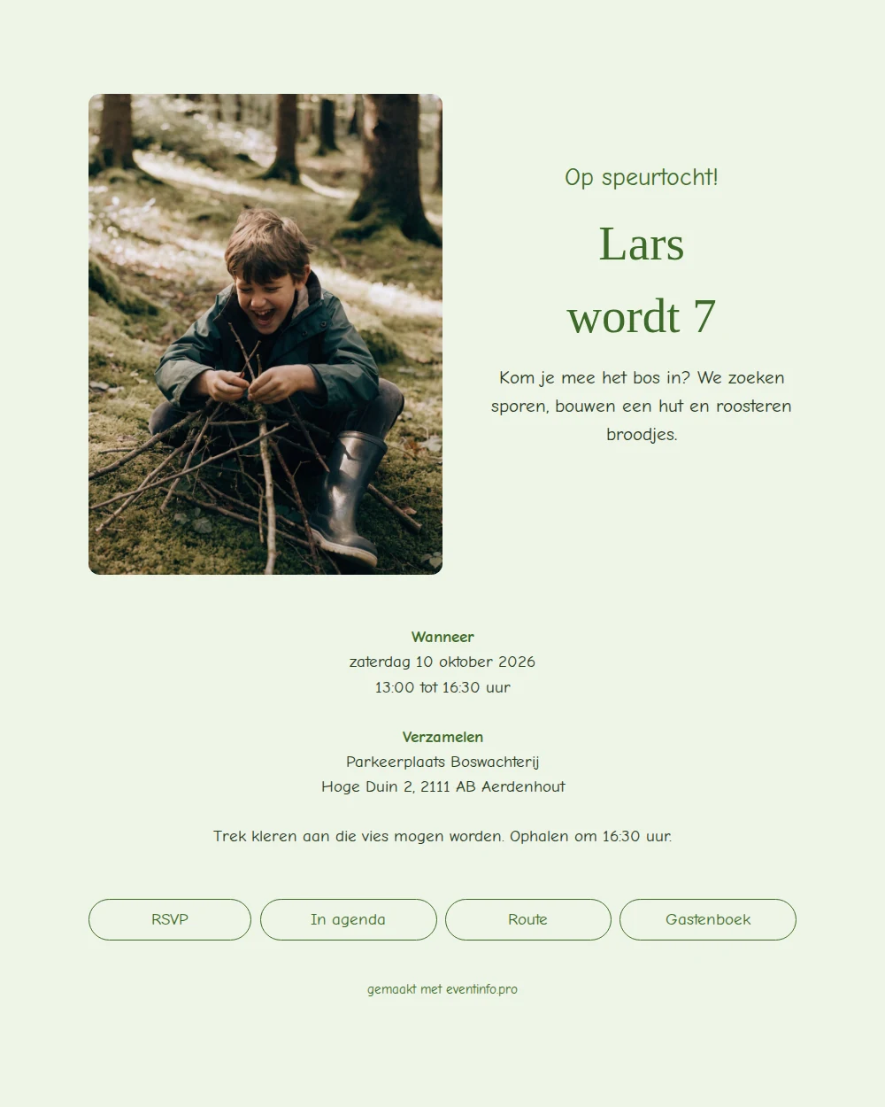Uitnodiging voor een speurtocht in het bos &ndash; example 1