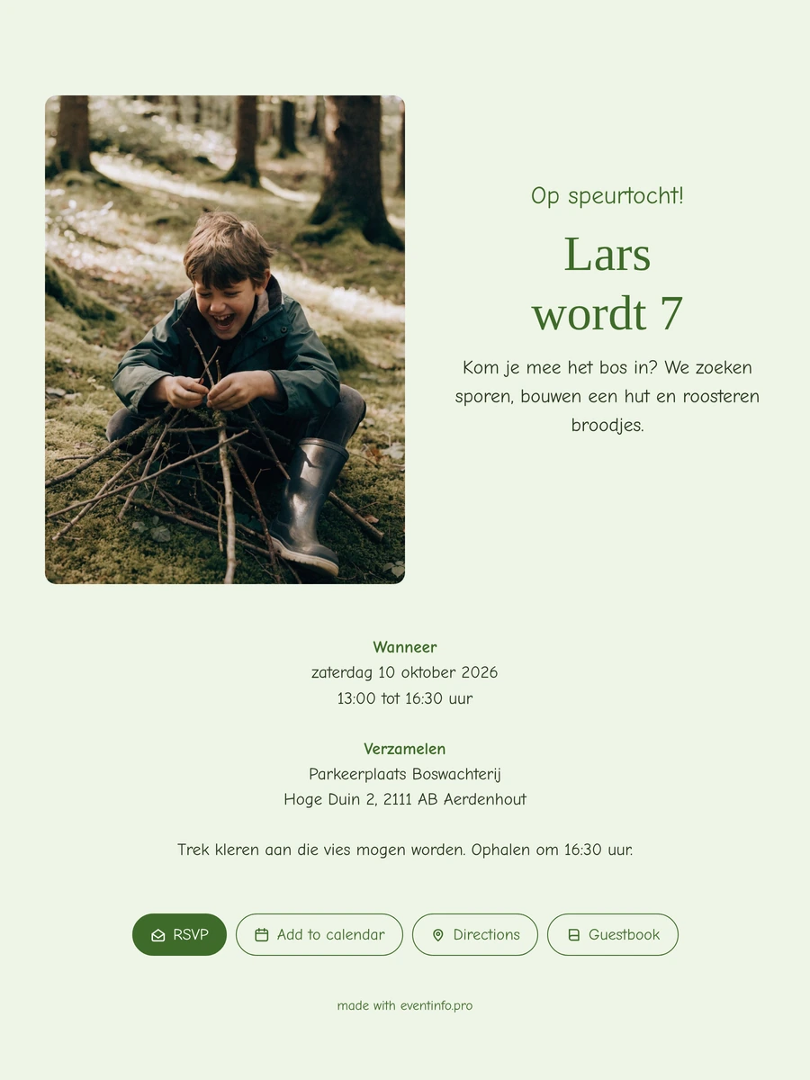 Uitnodiging voor een speurtocht in het bos