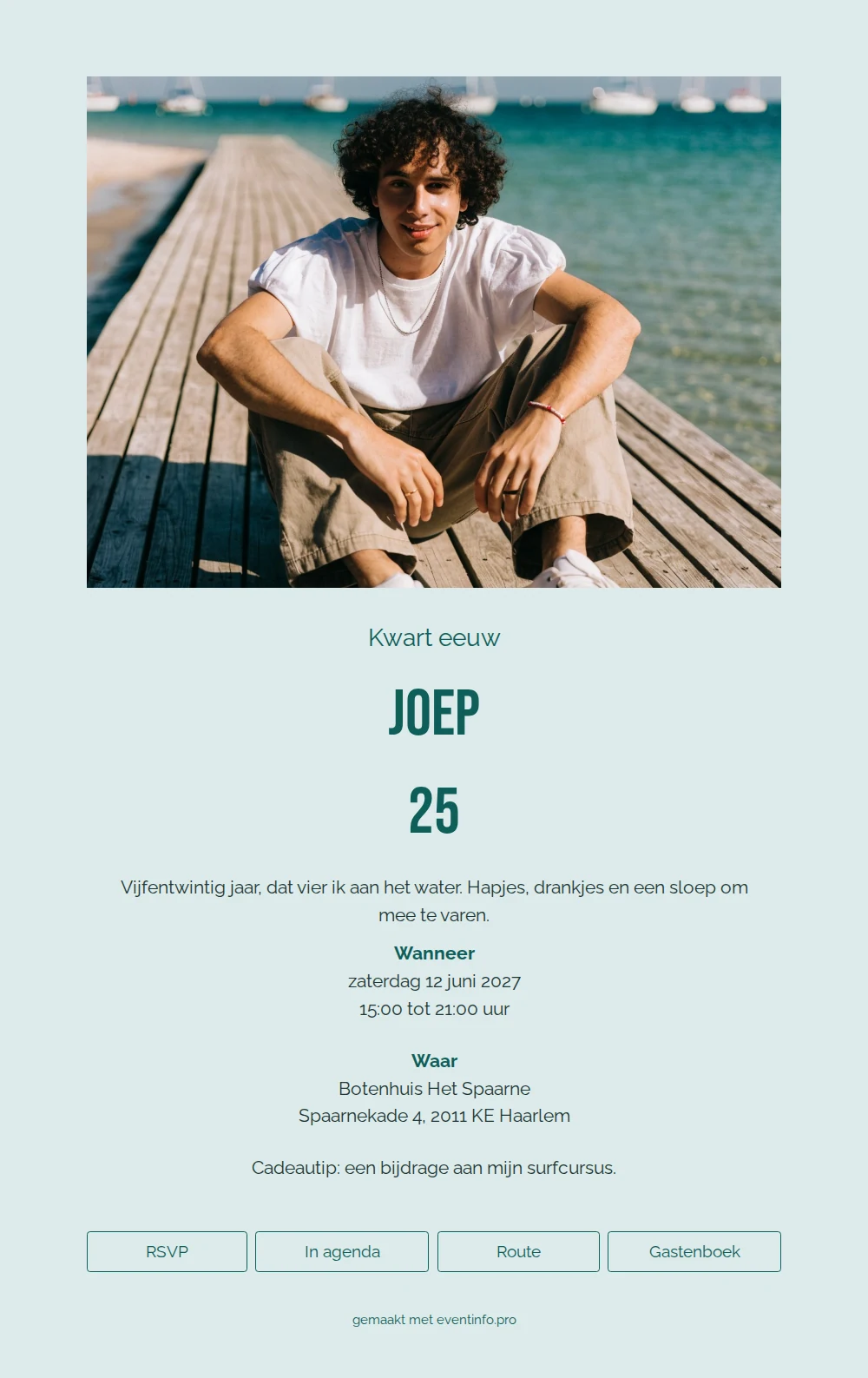 Rustige waterfoto-uitnodiging voor een kwart eeuw &ndash; example 1