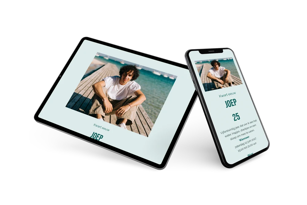 Rustige waterfoto-uitnodiging voor een kwart eeuw &ndash; example 2