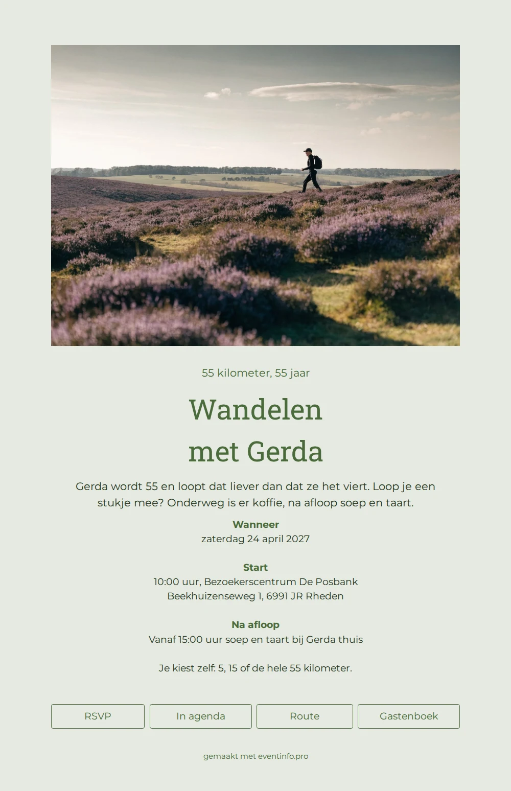 Groene rust voor een actieve verjaardag &ndash; example 1